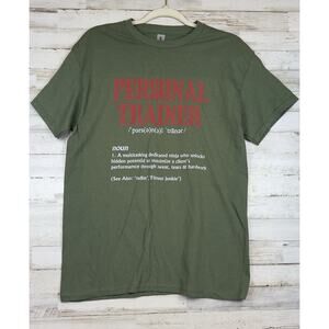 Personal Trainer T-Shirt Men Sz Med Olive Green Gift Birthday Coach Fitness